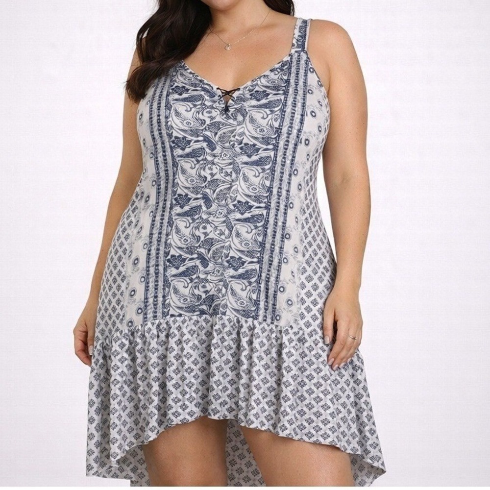 Women's Night Tank Dress Twee Stretchy Softgirl Fairy Kawaii Boho Ruffle Large